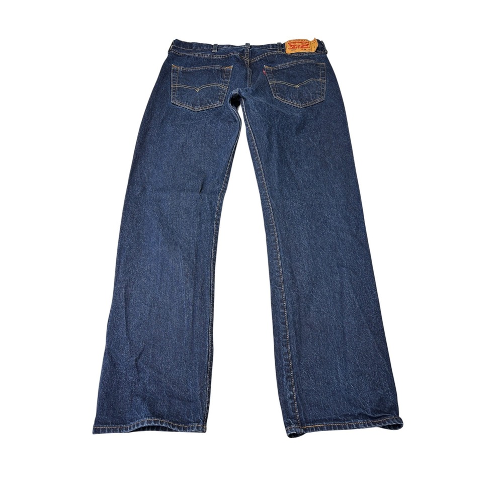 Levis 501 Original Fit Mens Dark Wash Straight‎ Leg Button Fly Jeans 38x32 - Picture 7 of 15